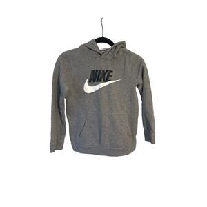 Nike Grey‎ Hoodie Kids Medium Black White Signature Logo Pre-owned